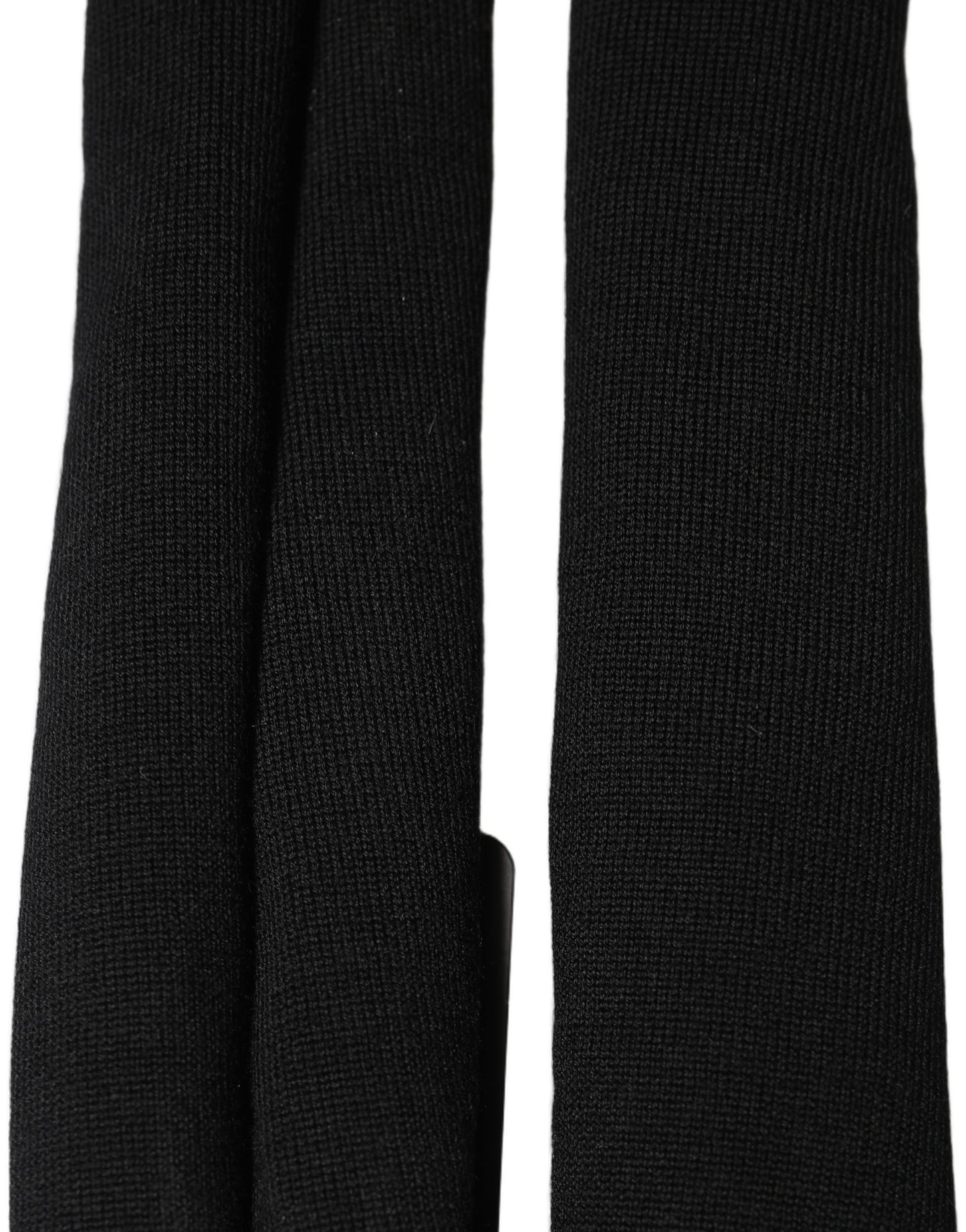 Men Black Wool Knitted Skinny Foulard Scarf