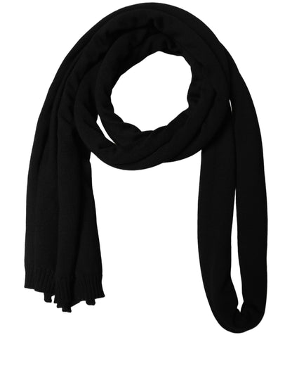 Men Black Wool Knitted Skinny Foulard Scarf