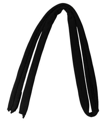Men Black Wool Knitted Skinny Foulard Scarf