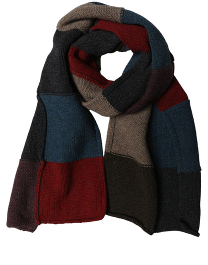 Multicolor Patchwork Knitted Foulard Scarf