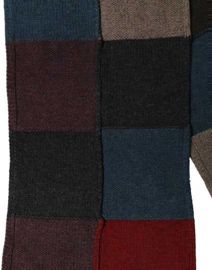 Multicolor Patchwork Knitted Foulard Scarf