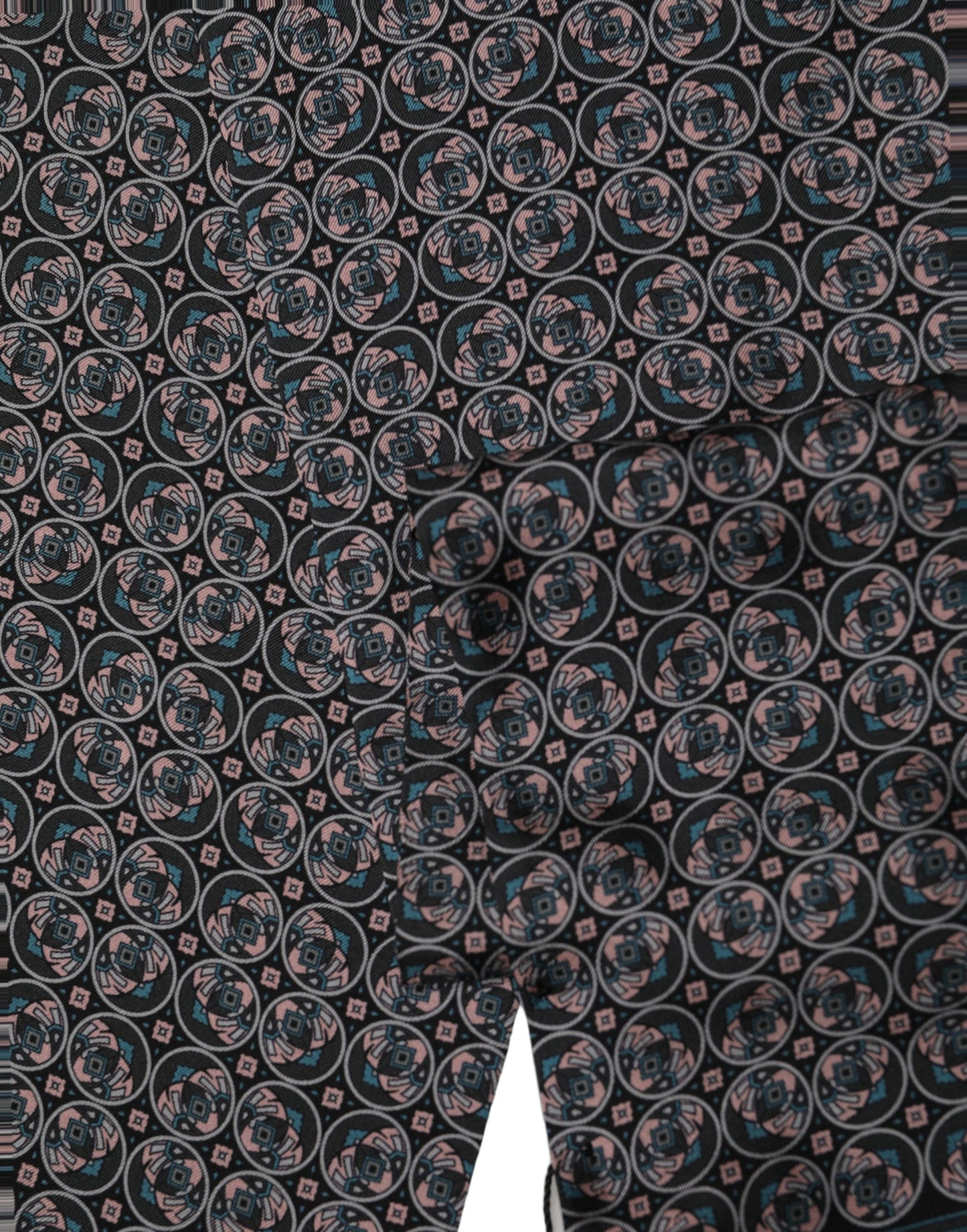 Black Silk Geometric Fringed Neck Shawl Scarf