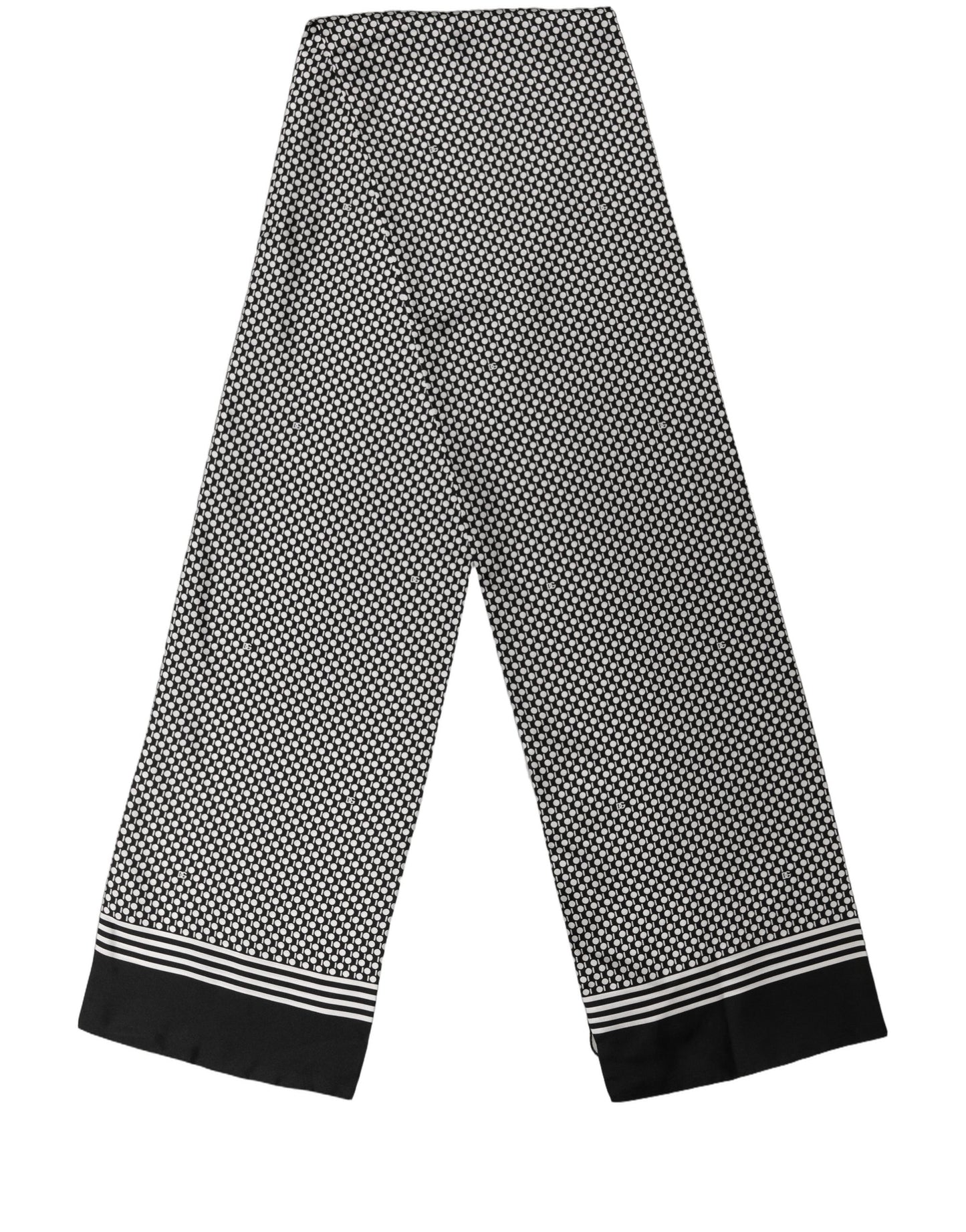 Black White Geometric Silk Neck Shawl Scarf