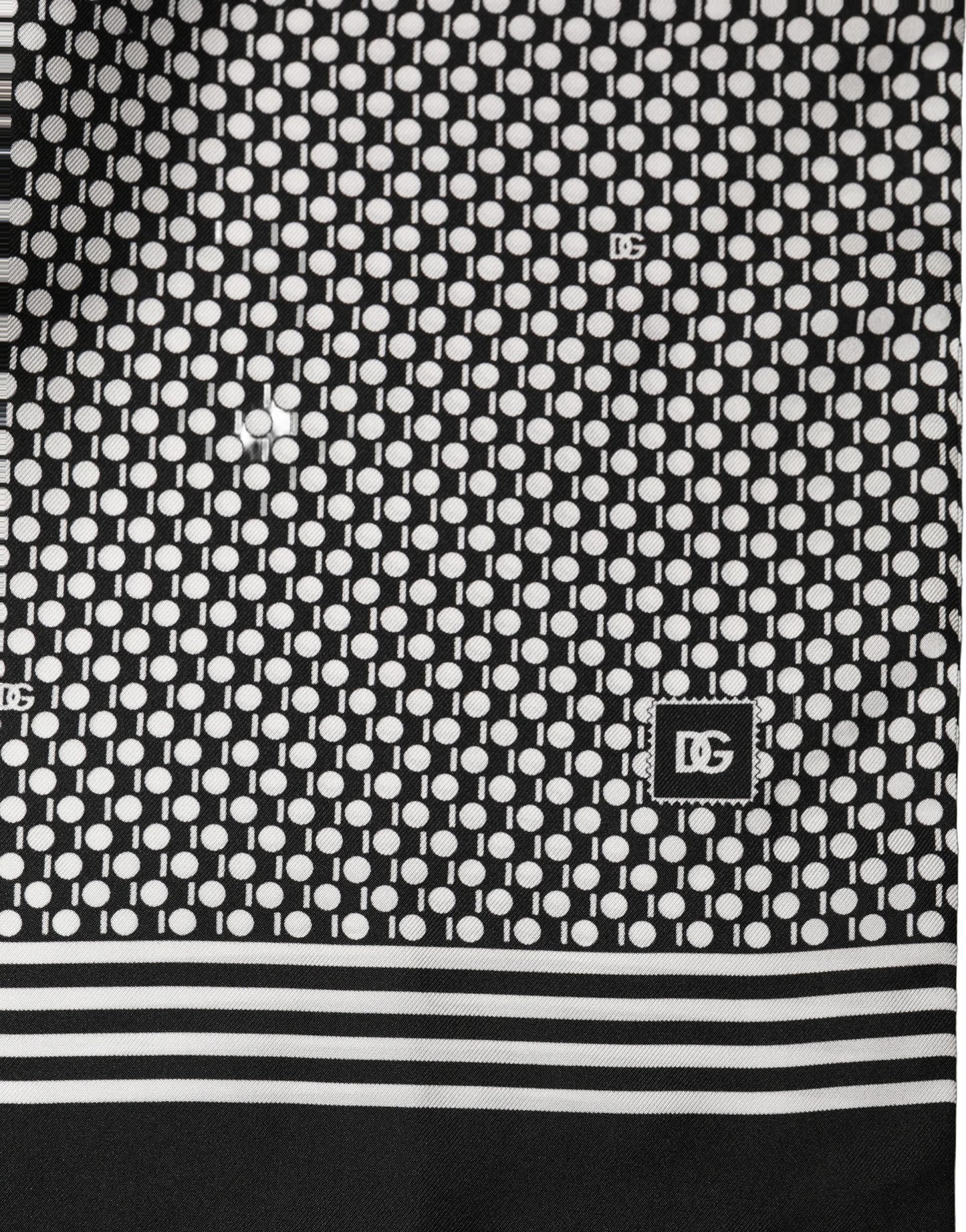 Black White Geometric Silk Neck Shawl Scarf