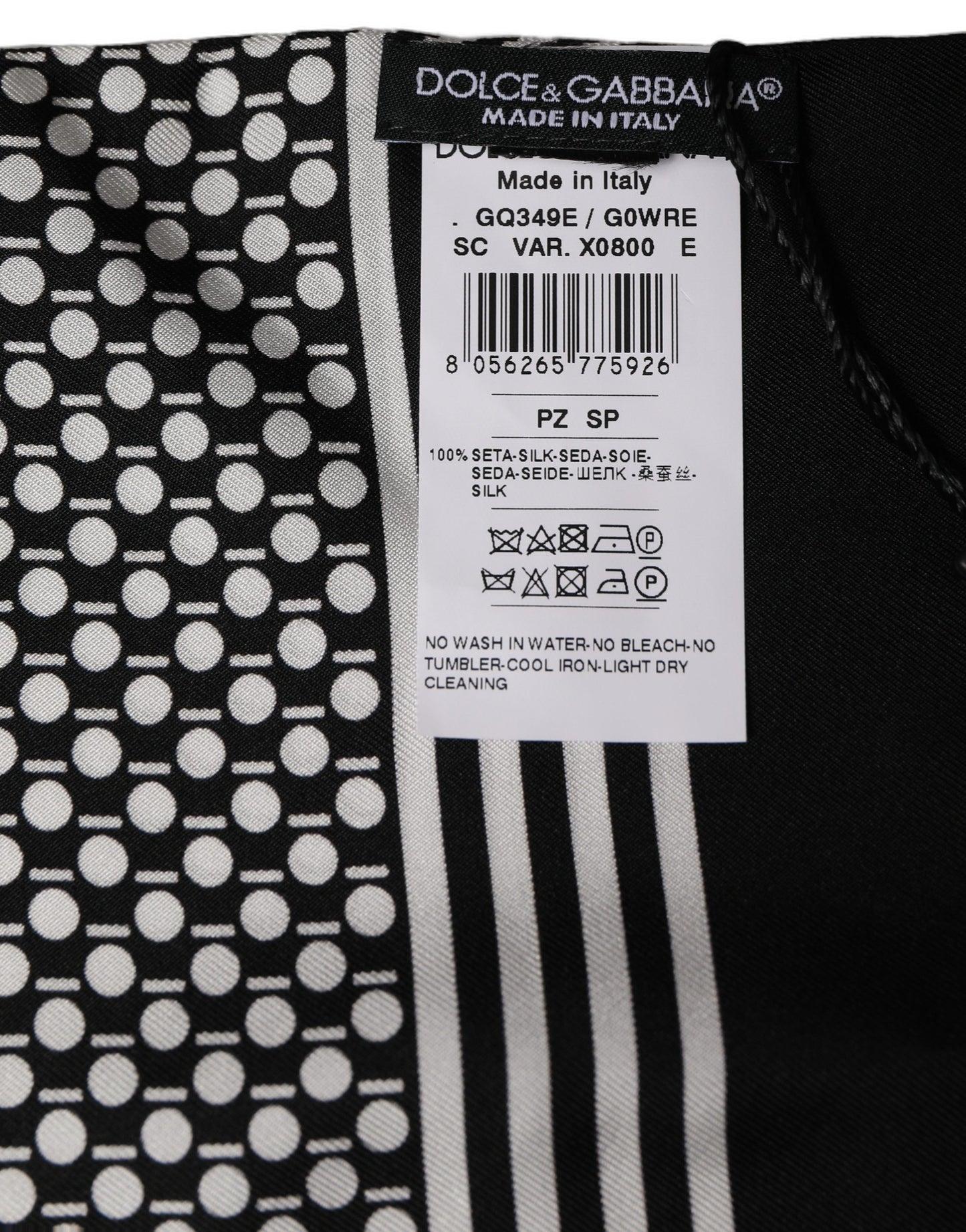 Black White Geometric Silk Neck Shawl Scarf