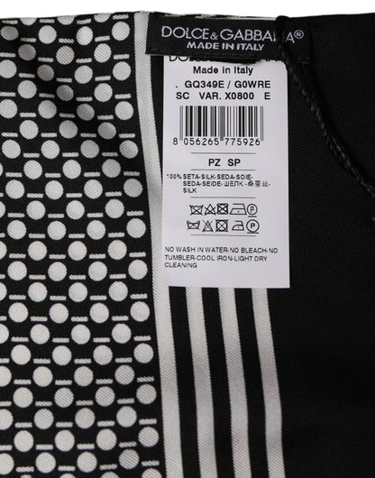 Black White Geometric Silk Neck Shawl Scarf