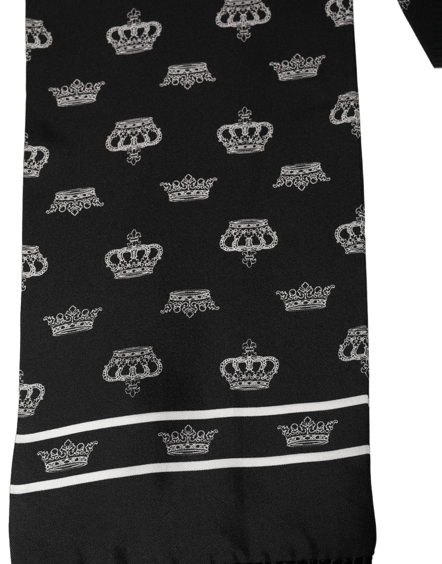 Black Silk Crown Fringed Neck Shawl Scarf