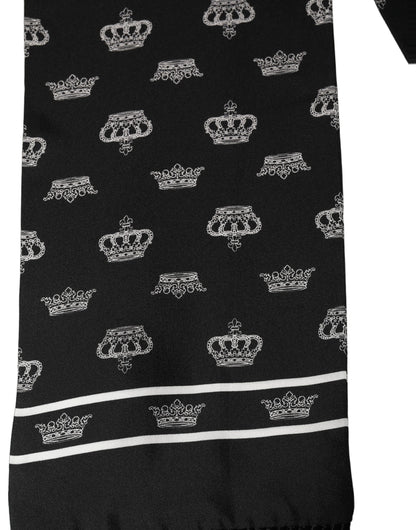 Black Silk Crown Fringed Neck Shawl Scarf