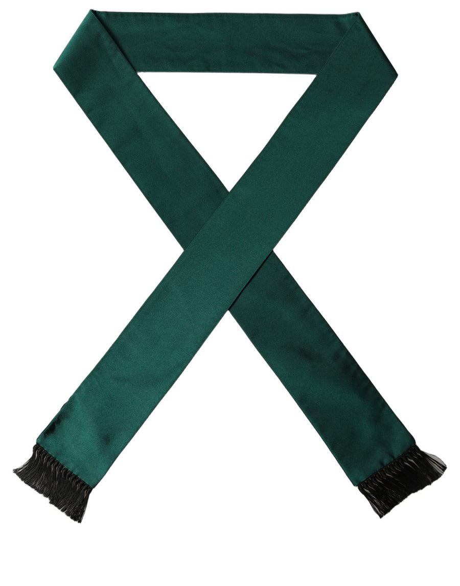 Men Green Satin Silk Fringed Lace Stole