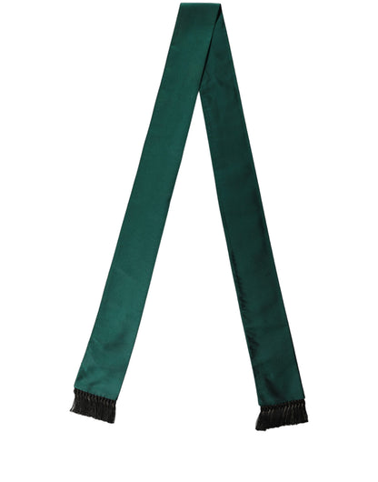 Men Green Satin Silk Fringed Lace Stole