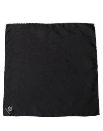 Men Black Silk Pocket Square Foulard Scarf