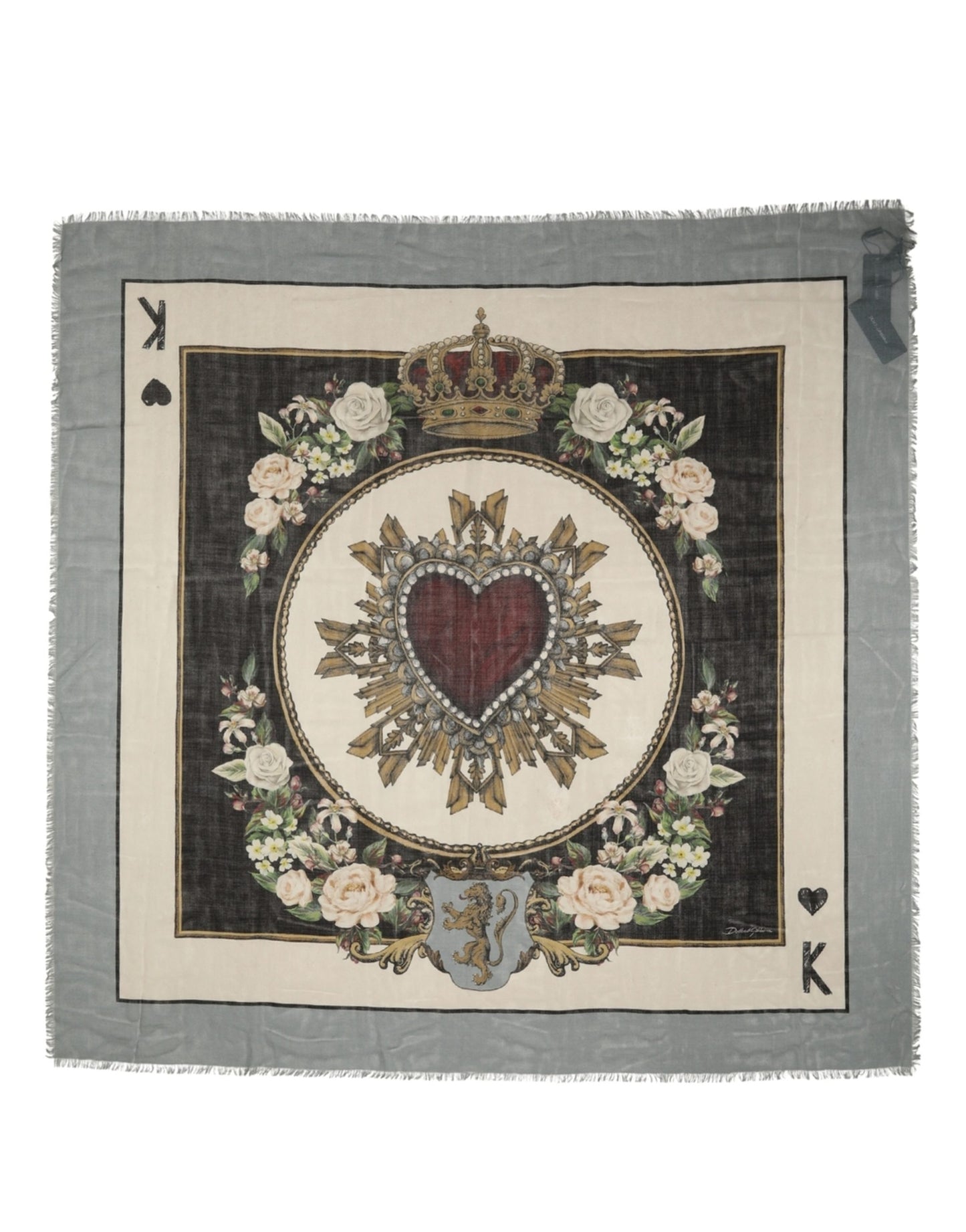 Men Multicolor King of Hearts Square Foulard Scarf