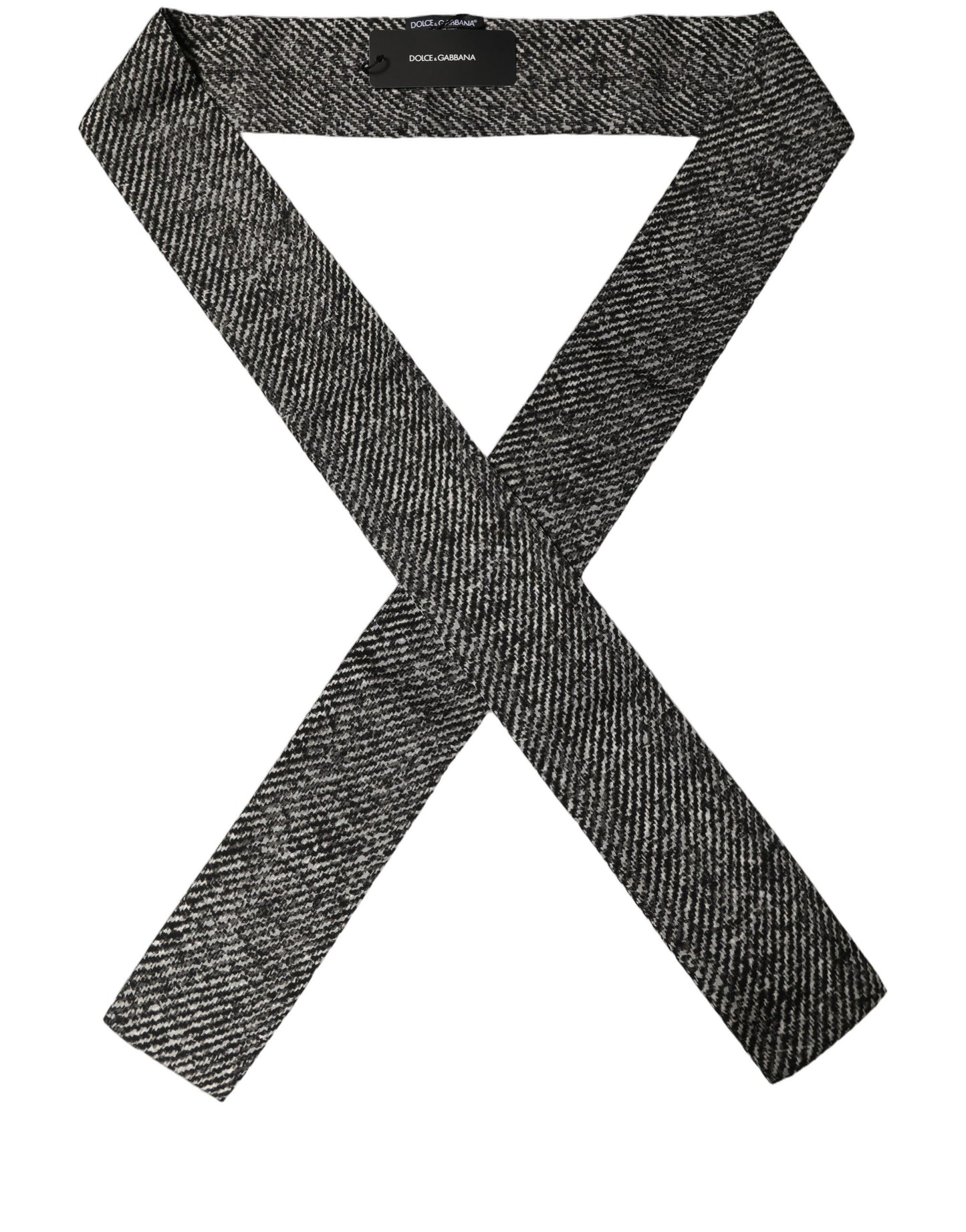 Black White Herringbone Tweed Shawl Scarf