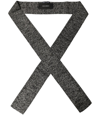 Black White Herringbone Tweed Shawl Scarf
