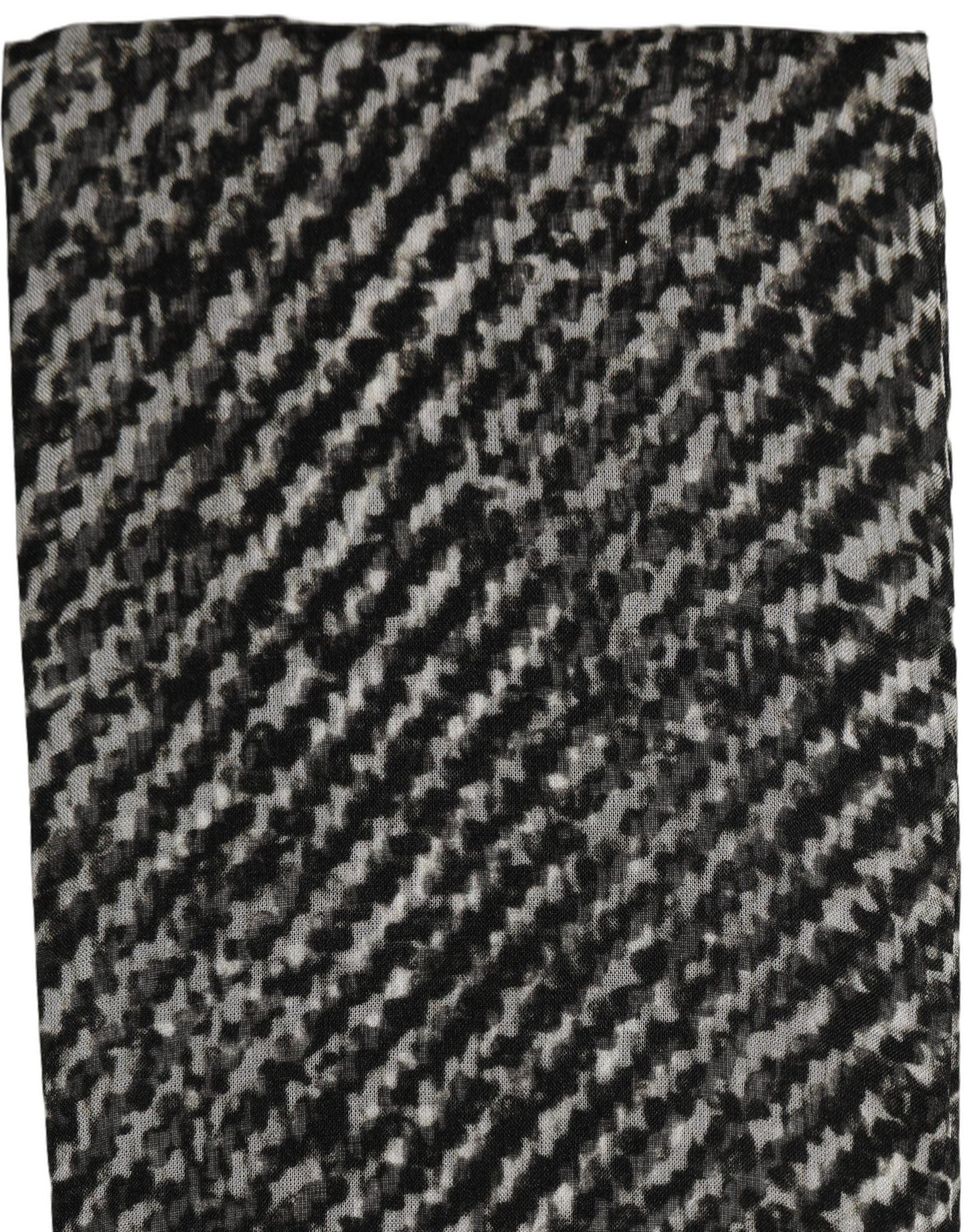 Black White Herringbone Tweed Shawl Scarf