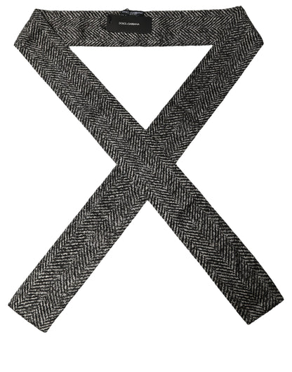 Black White Herringbone Tweed Shawl Scarf
