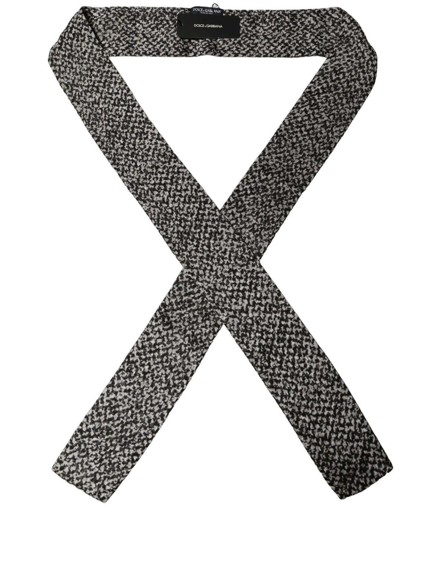 Black White Herringbone Tweed Shawl Scarf