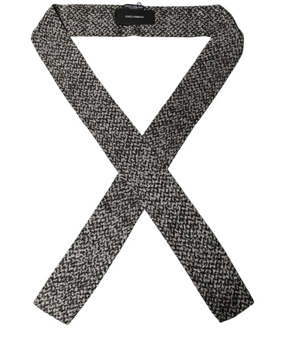 Black White Herringbone Tweed Shawl Scarf