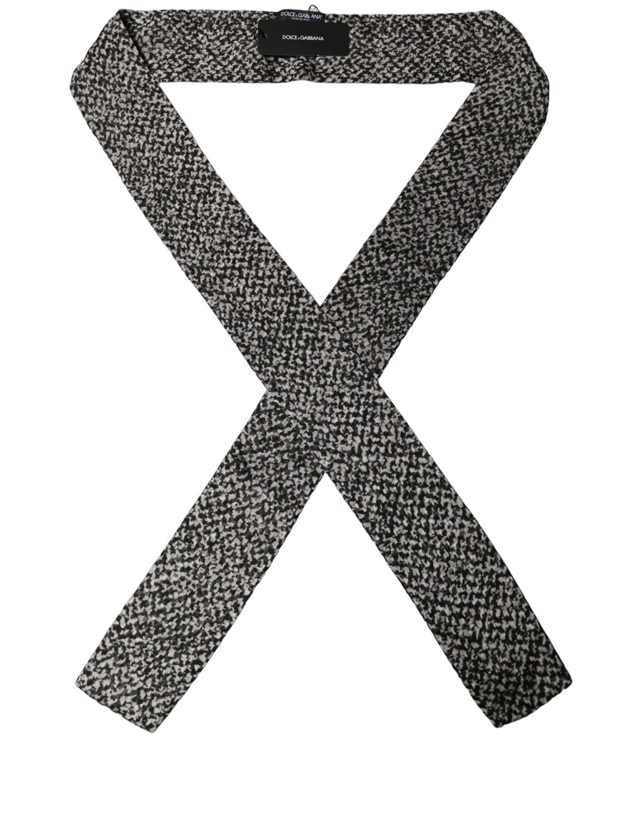 Black White Herringbone Tweed Shawl Scarf