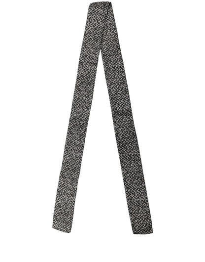 Black White Herringbone Tweed Shawl Scarf