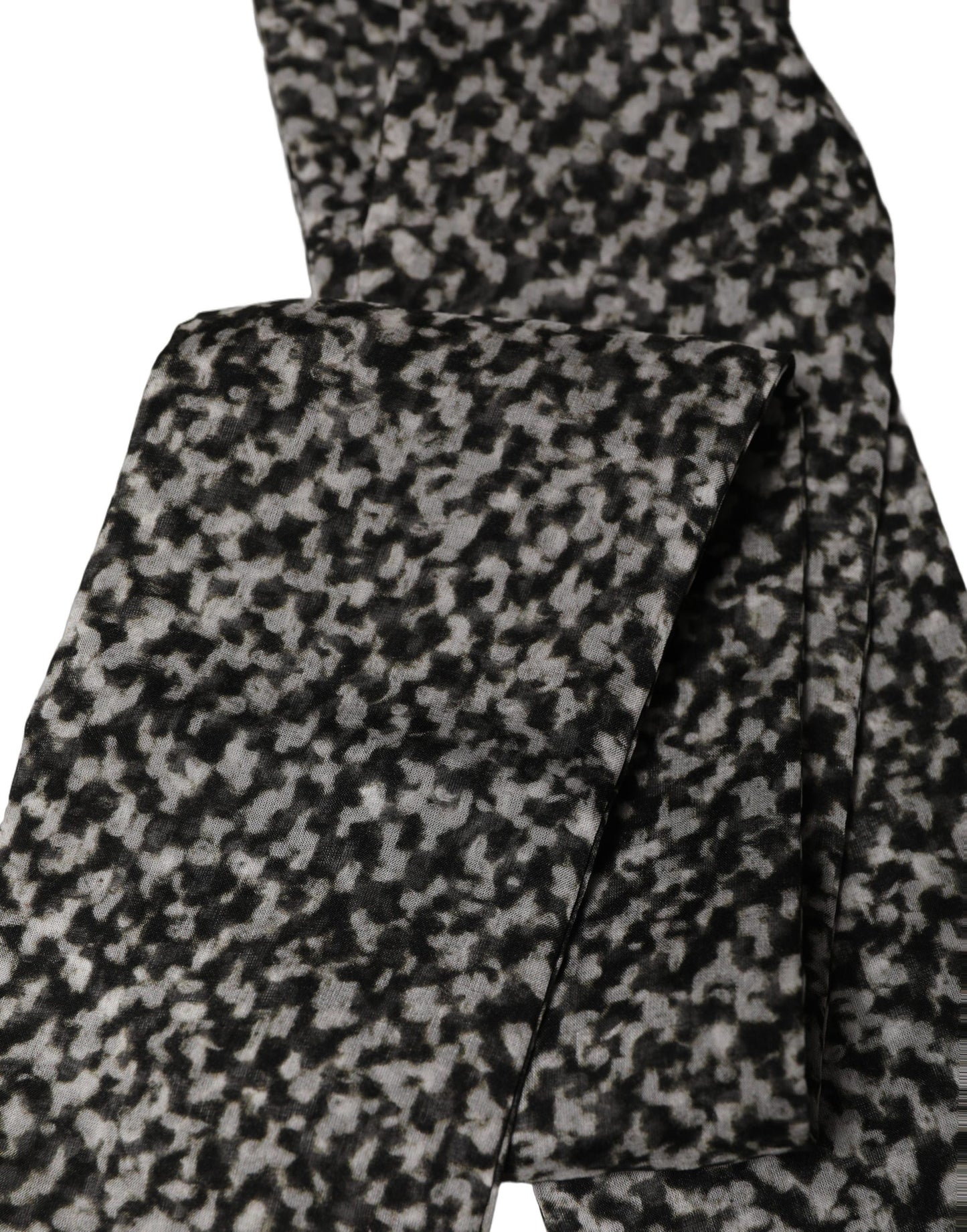 Black White Herringbone Tweed Shawl Scarf