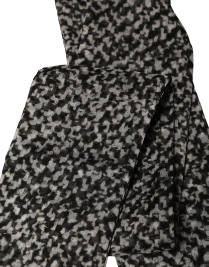 Black White Herringbone Tweed Shawl Scarf