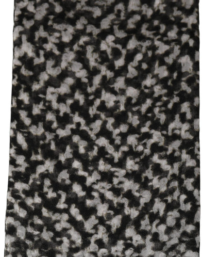 Black White Herringbone Tweed Shawl Scarf