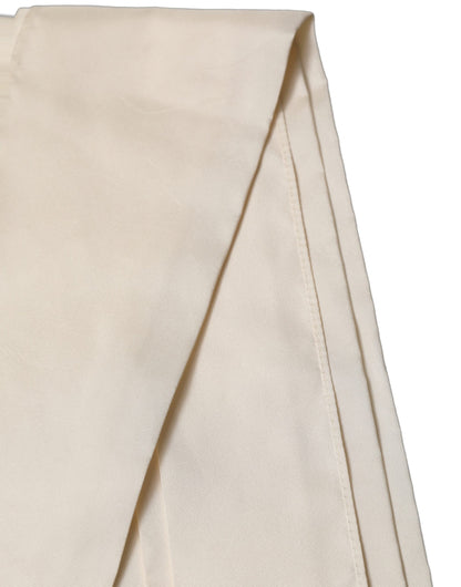 Men Cream Satin Silk Fringed Neck Shawl Scarf