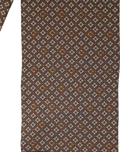 Brown Geometric Silk Men Neck Shawl Scarf