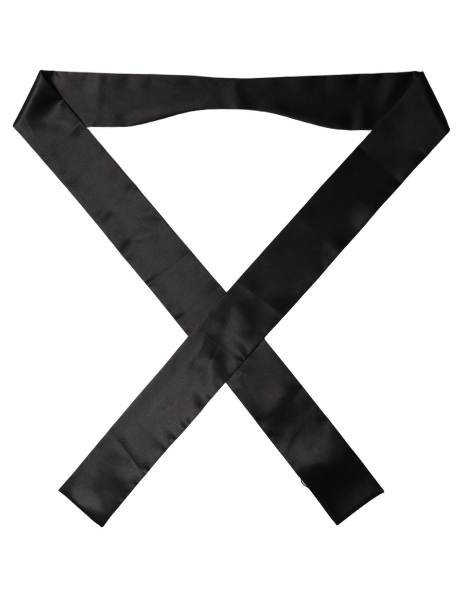 Men Black Satin Silk Skinny Neck Shawl Scarf