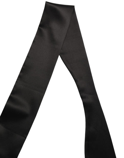 Men Black Satin Silk Skinny Neck Shawl Scarf