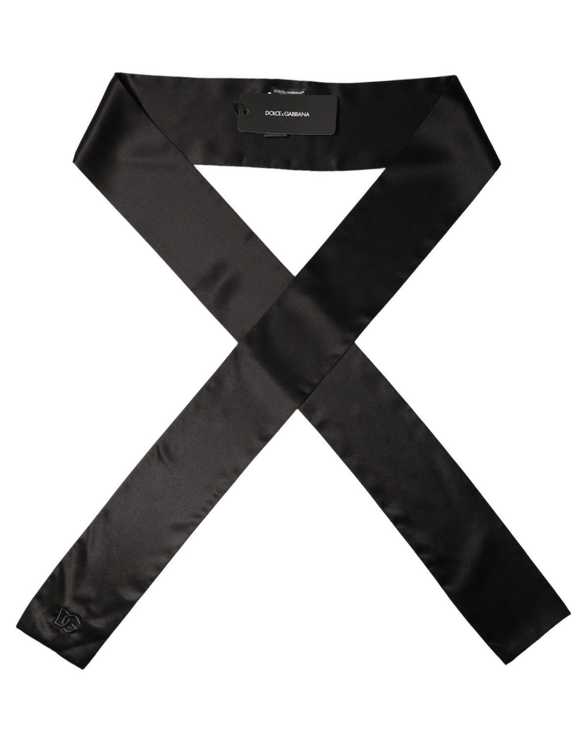 Men Black Satin Silk Skinny Neck Shawl Scarf