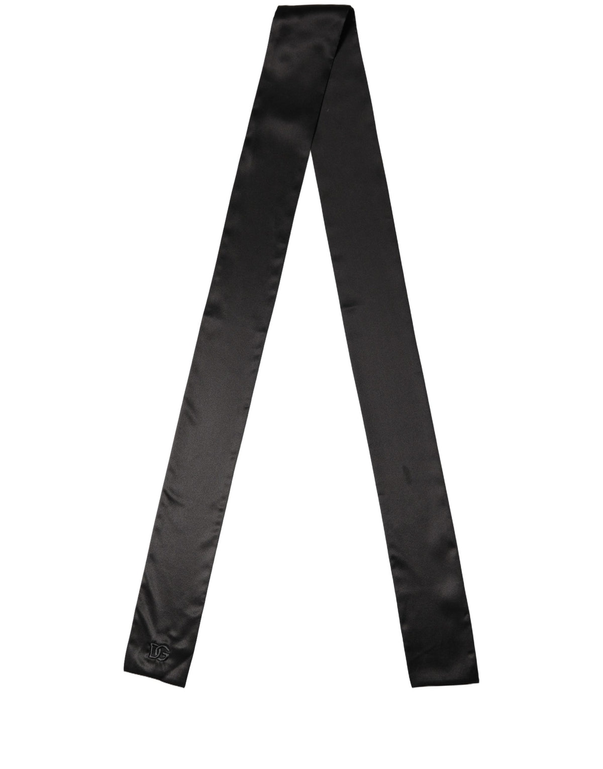 Men Black Satin Silk Skinny Neck Shawl Scarf