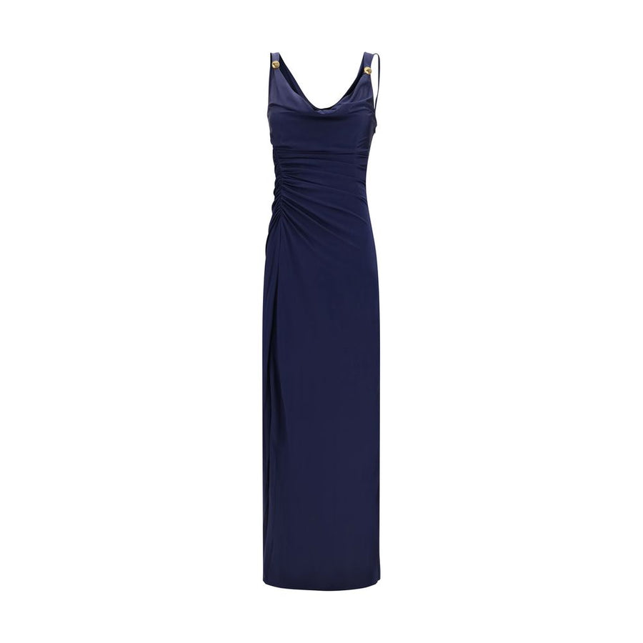 Blue Viscose Casual Dress