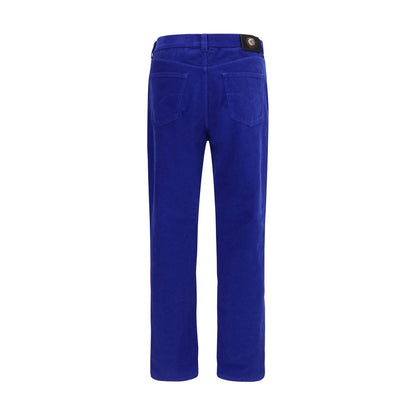 Blue Cotton Straight-Leg Jeans