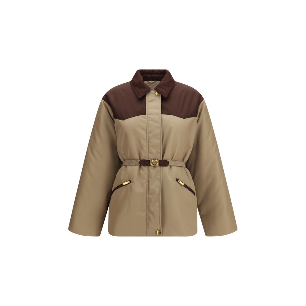 Beige Nylon Full-Length Jacket