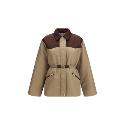 Beige Nylon Full-Length Jacket