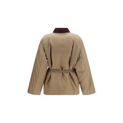 Beige Nylon Full-Length Jacket