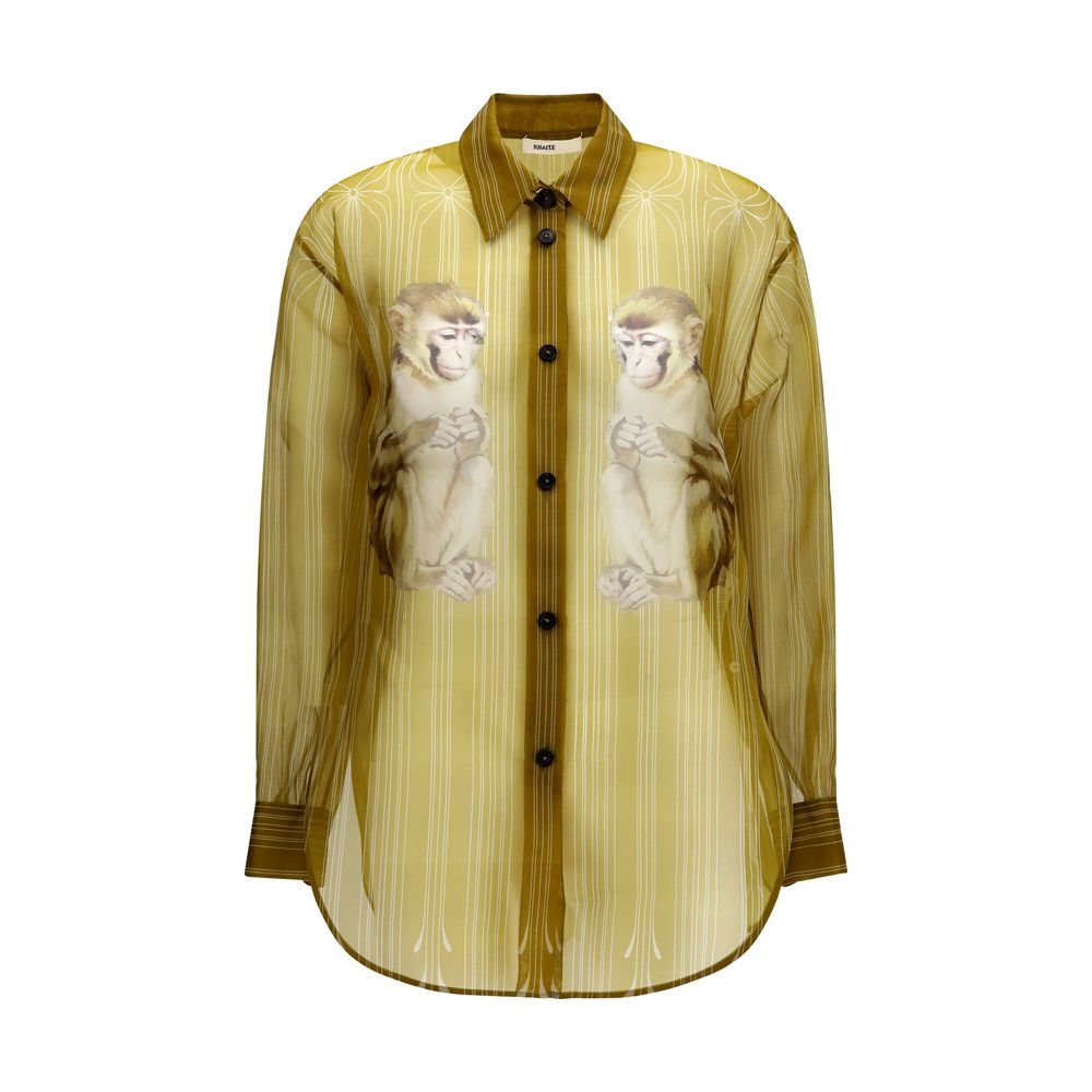 Beige Silk Pattern Shirt