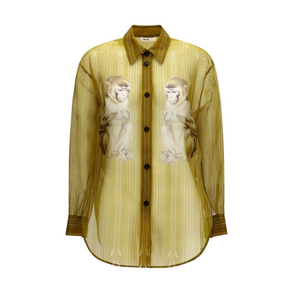Beige Silk Pattern Shirt