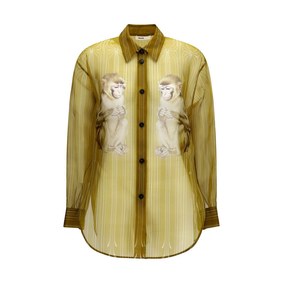 Beige Silk Pattern Shirt