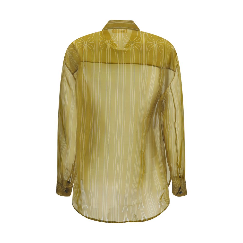 Beige Silk Pattern Shirt