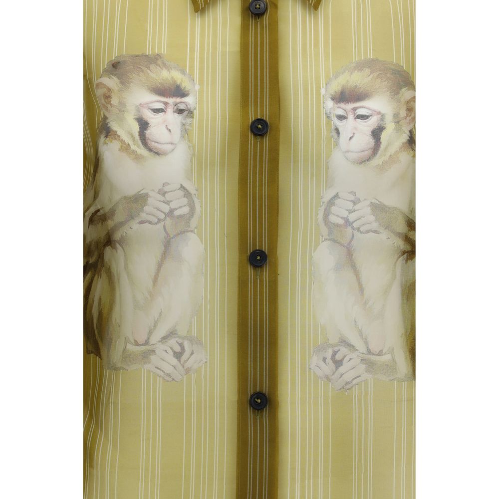 Beige Silk Pattern Shirt