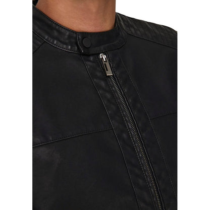 Black Polyester Biker Jacket