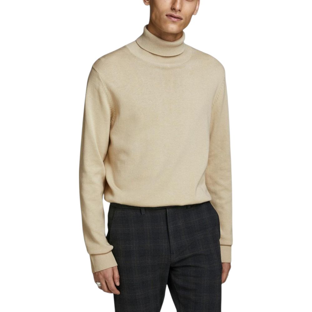 Beige Cotton Turtleneck