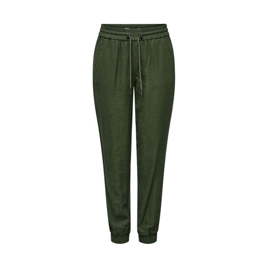 Green Viscose Casual Pants