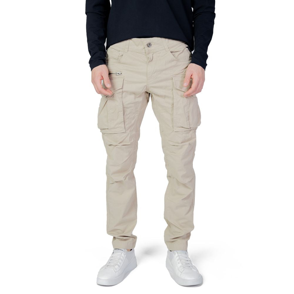 Beige Cotton Cargo Pants