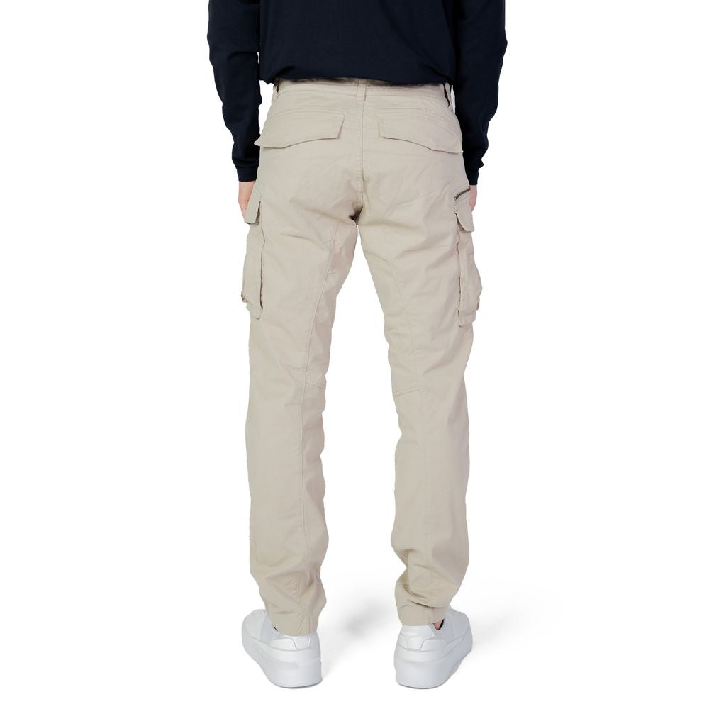 Beige Cotton Cargo Pants