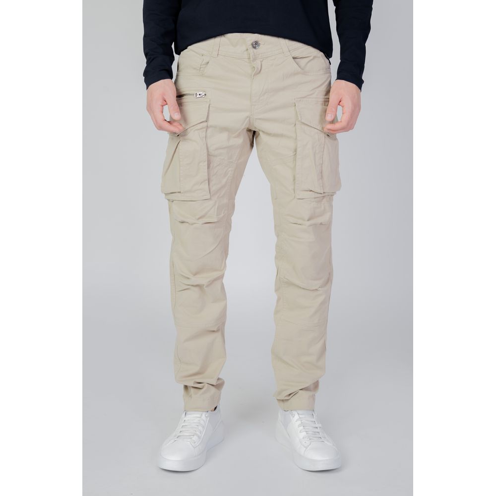 Beige Cotton Cargo Pants