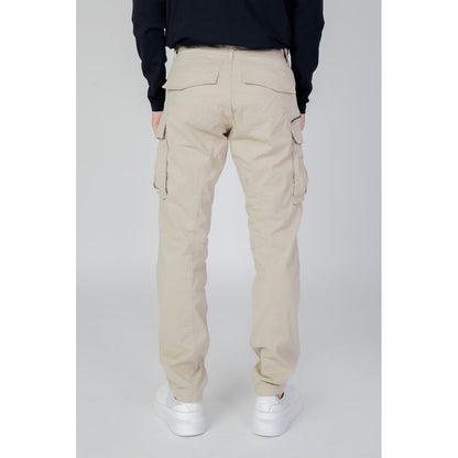 Beige Cotton Cargo Pants